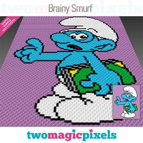Brainy Smurf C2c Graph Sc Graph Cross Stitch Graph By Two Magic Pixels