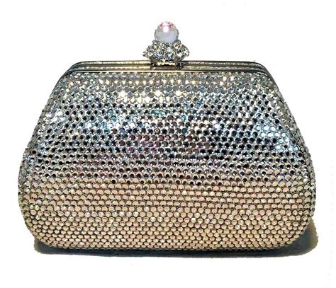 Silver Swarovski Crystal Minaudière By Judith Leiber Evening Bags