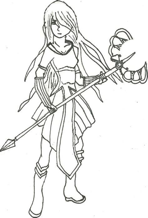 Female Anime Warrior Coloring Pages