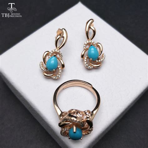 TBJ Elegant Jewelry Set With Natural Sleep Beauty Turquoise Jewelry Set
