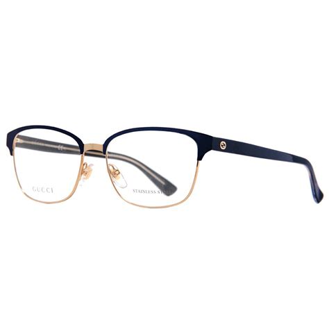 gucci women s gg 4272 2ck dark blue gold clear rectangular eyeglasses 54mm