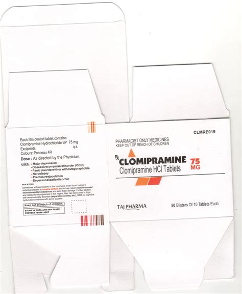 Clomipramine Tablets 75mg Taj Pharma Mumbai Taj Generics