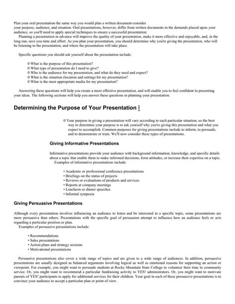 Plan Your Oral Presentation The Same Way You Would Plan Your Purpose