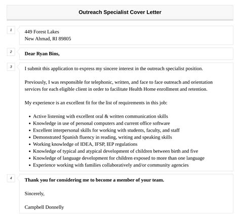 Outreach Specialist Cover Letter Velvet Jobs