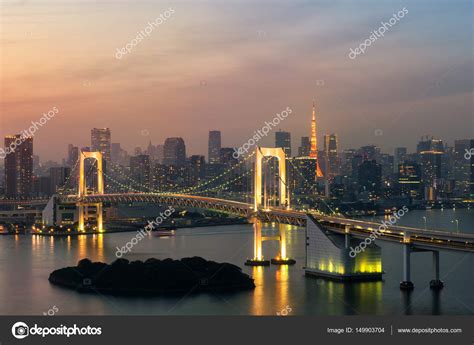 Tokyo Tower And Rainbow Bridge In Japan — Stock Photo © Biancoblue