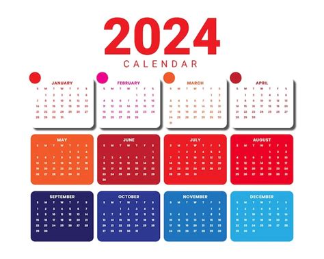 Calendario 2024 Pagine In Stile Minimale Per Il Modello Vettoriale Di