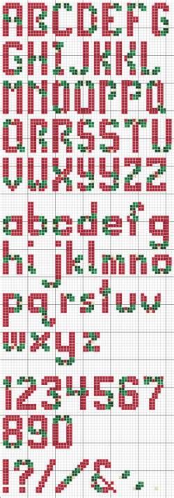 What is a cross stitch alphabet pattern? Christmas Holly Alphabet 17