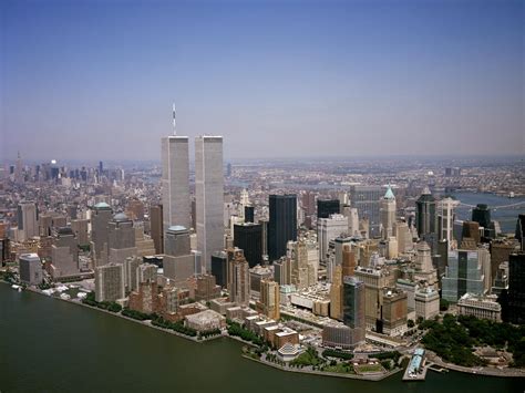 aerial view of the world trade center twin towers and lower manhattan new york new york