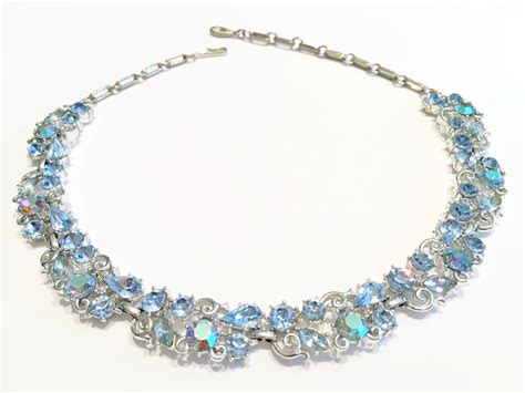 Blue Rhinestone Necklace S Vintage Jewelry S Etsy Blue