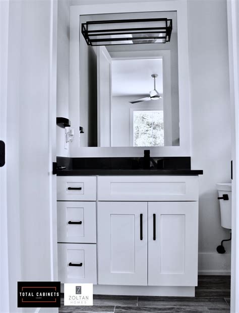 Transitional Bathroom Cabinets White Shaker Cabinets With Matte Black