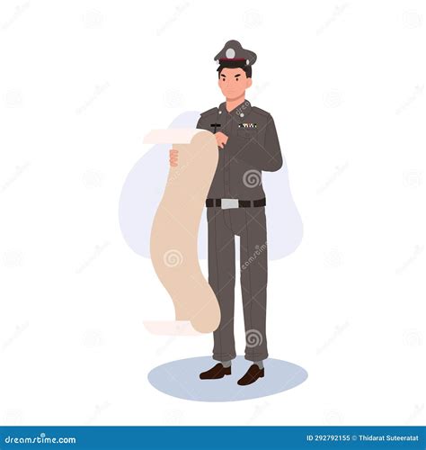 Thai Police Officer Issuing Fine Traffic Violation Fine By Thai Cop Stock Illustration