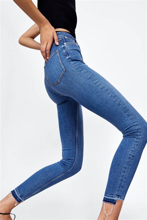 image 7 of zw premium high waist skinny jeans in dover blue from zara high waisted skinny