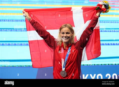 august 1st 2021 tokyo japan pernille blume of denmark wins the bronze medal in the swimming
