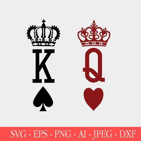King And Queen Svg Eps Png Jpeg Dxf Playing Cards King Etsy Queen