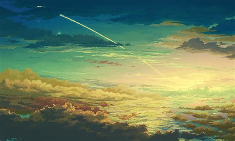Hd Wallpaper Clouds Space Anime Sky Artwork Sunset Wallpaper Flare