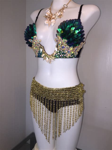 custom size dark mermaid queen outfit edc rave bra rave etsy