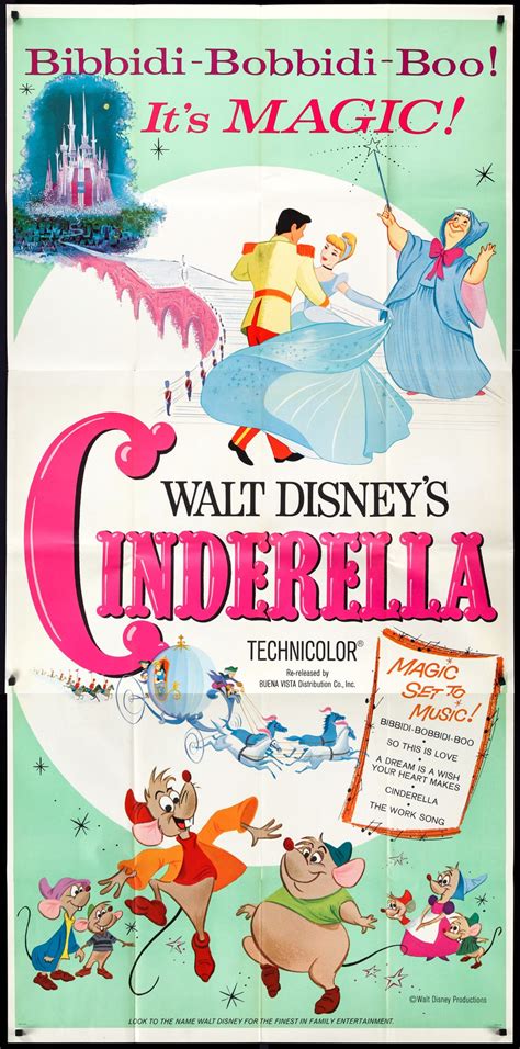 Cinderella 1950 Original R1965 Three Sheet Movie Poster Original