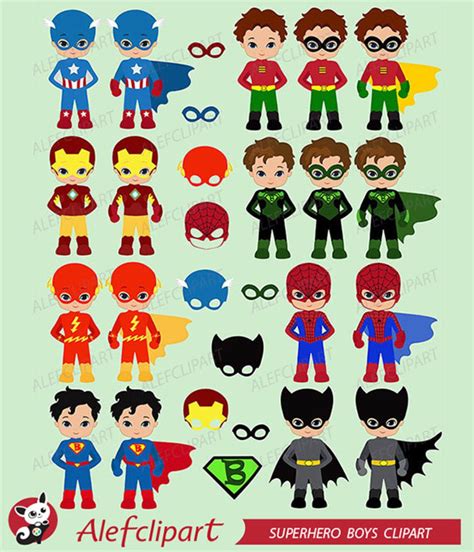 Superboy Superhero Boys Digital Clipart Super Hero Boy Etsy