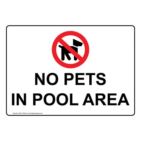 Recreation Policies Regulations Sign No Pets In Pool Area