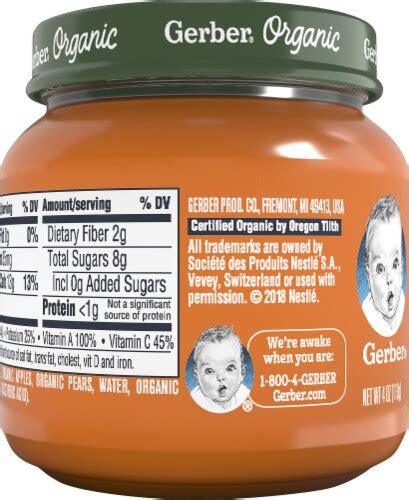 Gerber Organic Carrot Apple Pear 2nd Foods Baby Food 4 Oz Qfc