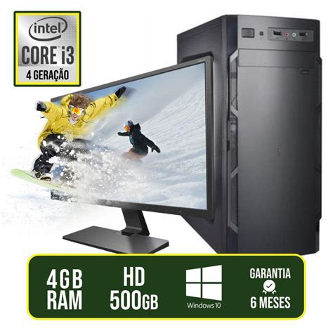 Computador Desktop Completo Com Monitor Led 19 5 Hdmi Intel Core I3 4gb
