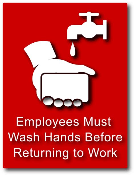 Employees Must Wash Hands Before Returning To Work Symbol Signs Ada