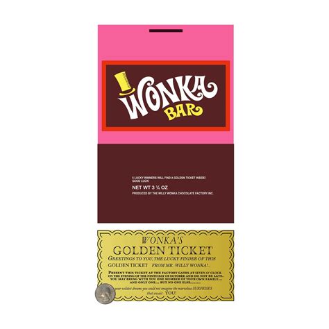 Willy Wonka Wonka Bar Candy Bar Wrapper Golden Ticket Etsy