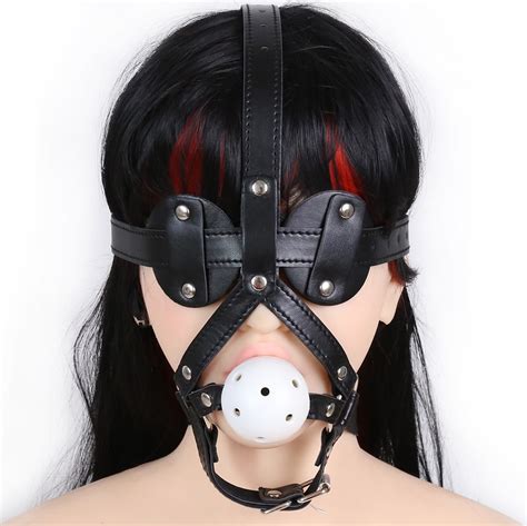 5cm ABS Ball Open Mouth Gag PU Leather Head Harness Bondage Restraint