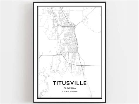 Titusville Map Print Titusville Map Poster Wall Art Fl City Etsy