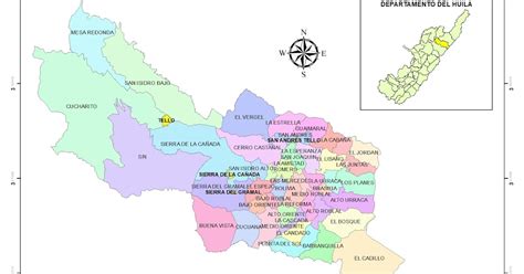 Mapa Veredas Municipio De Tello Huila Huila Sig