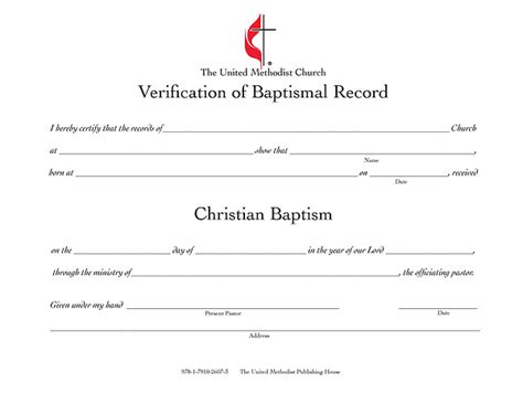 United Methodist Verification Of Baptismal Record Cokesbury
