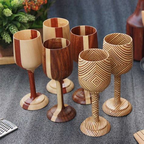Wine Glasses Set White Wine Glasses Handmade Wooden Wine Goblets In 2023 Wine Goblets