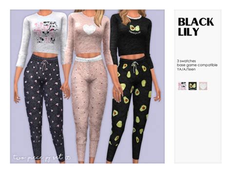 Two Piece Pj Set 05 By Black Lily From Tsr Sims 4 Downloads