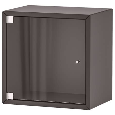 Eket Wall Cabinet With Glass Door Dark Grey 35x25x35 Cm Ikea Ireland