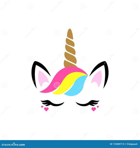 Unicorn Face With Forelock Cute Clipart Vector Isolated Stock Vector