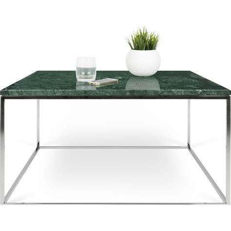 Temahome Gleam 30x30 Marble Coffee Table Green Marble Chrome 187042