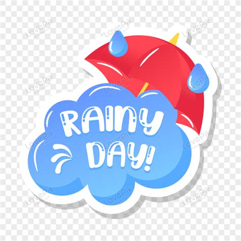 Cute Sticker Of Umbrella With Rain Rainy Day Vector Gradient Sticker