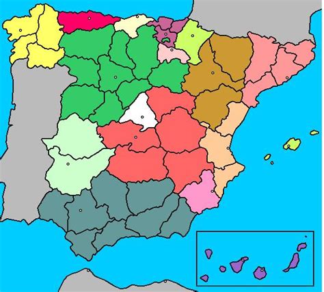 Mapa Interactivo De España Comunidades Autónomas Provincias Y