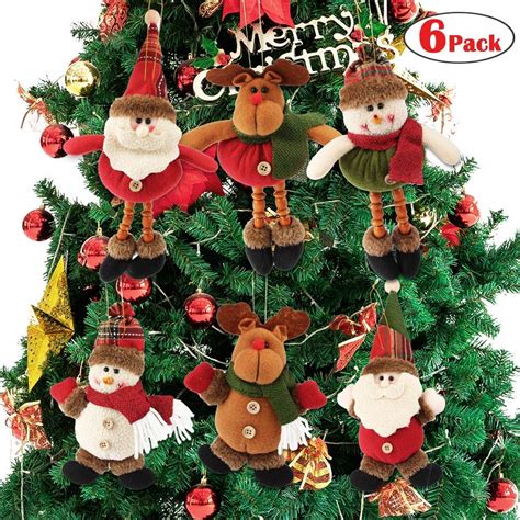 Coolmade Plush Christmas Ornaments 6 Pack Xmas Hanging