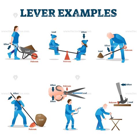 Lever Examples Vector Illustration Basic Physics Science For Kids