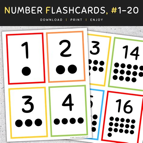 Number Flashcards With Counting Dots Ten Frames 1 20 Made By Teachers