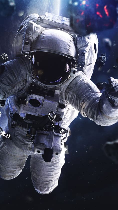 Astronauta Flotando Alrededor De Asteroides Fondo De Pantalla 4k Ultra