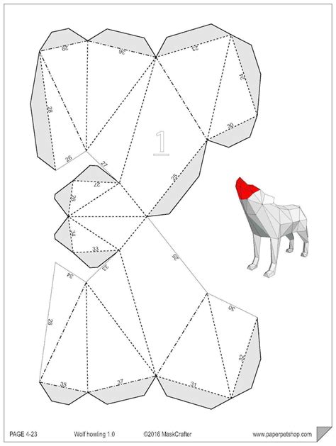 Howling Wolf Papercraft Template Instant Download Etsy