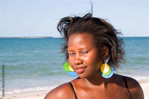 Beautiful African Woman Enjoying The Beach Stock Photo Adobe Stock