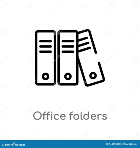 Outline Office Folders Vector Icon Isolated Black Simple Line Element