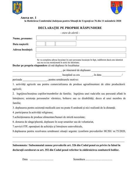 A fost publicat modelul declarației pe propria răspundere. Model Declaratie pe proprie raspundere - Primaria Valea Chioarului