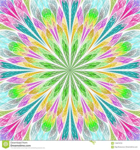 Multicolored Fractal Flower In Stained Glass Window Style You C Stock Illustration