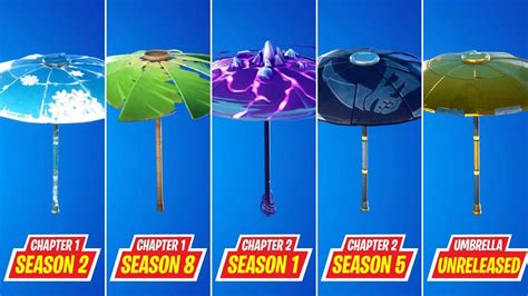 Evolution Of Victory Royale Umbrellas In Fortnite Chapter 1 Season 1 Chapter 2 Season 5