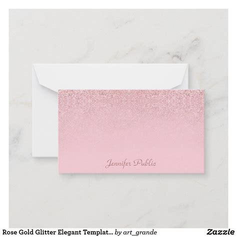 Rose Gold Glitter Elegant Template Handwritten Rose Gold