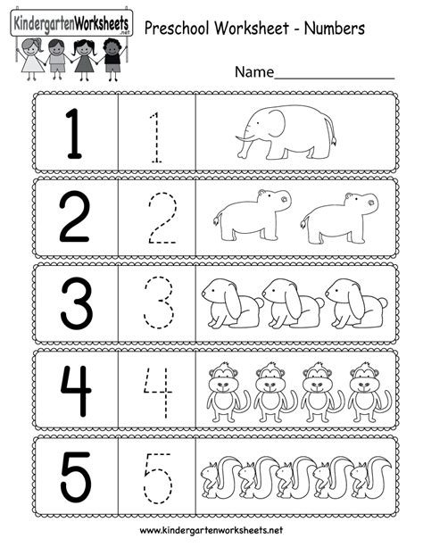 Preschool Worksheet Using Numbers Free Kindergarten Math Worksheet